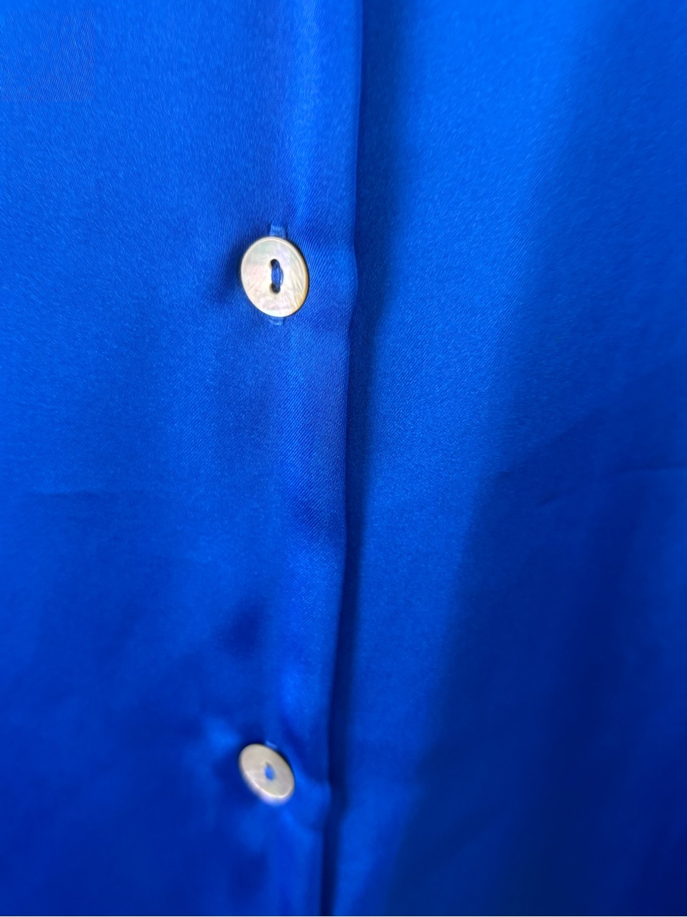 Bundle 2/$30! Zara M Cobalt Royal Blue Satin Button-Front Blouse - Picture 6 of 7